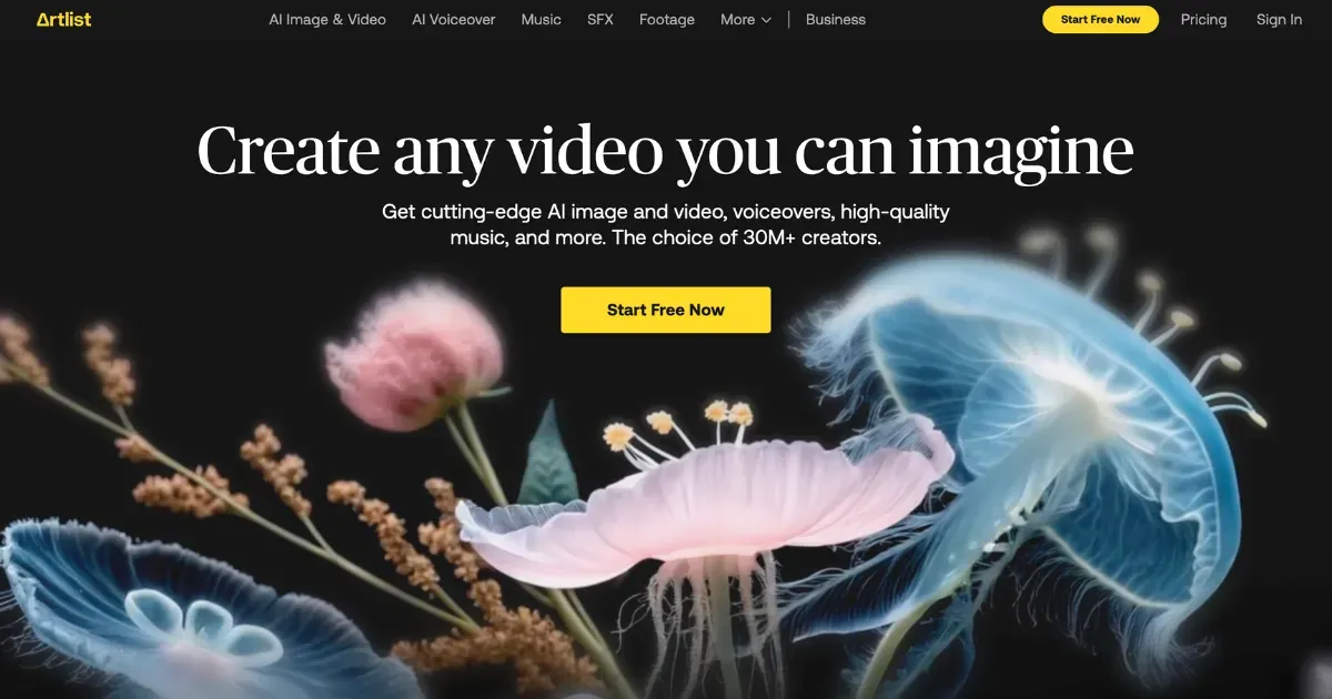 Artlist AI image-to-video editor combining stock assets with generated motion