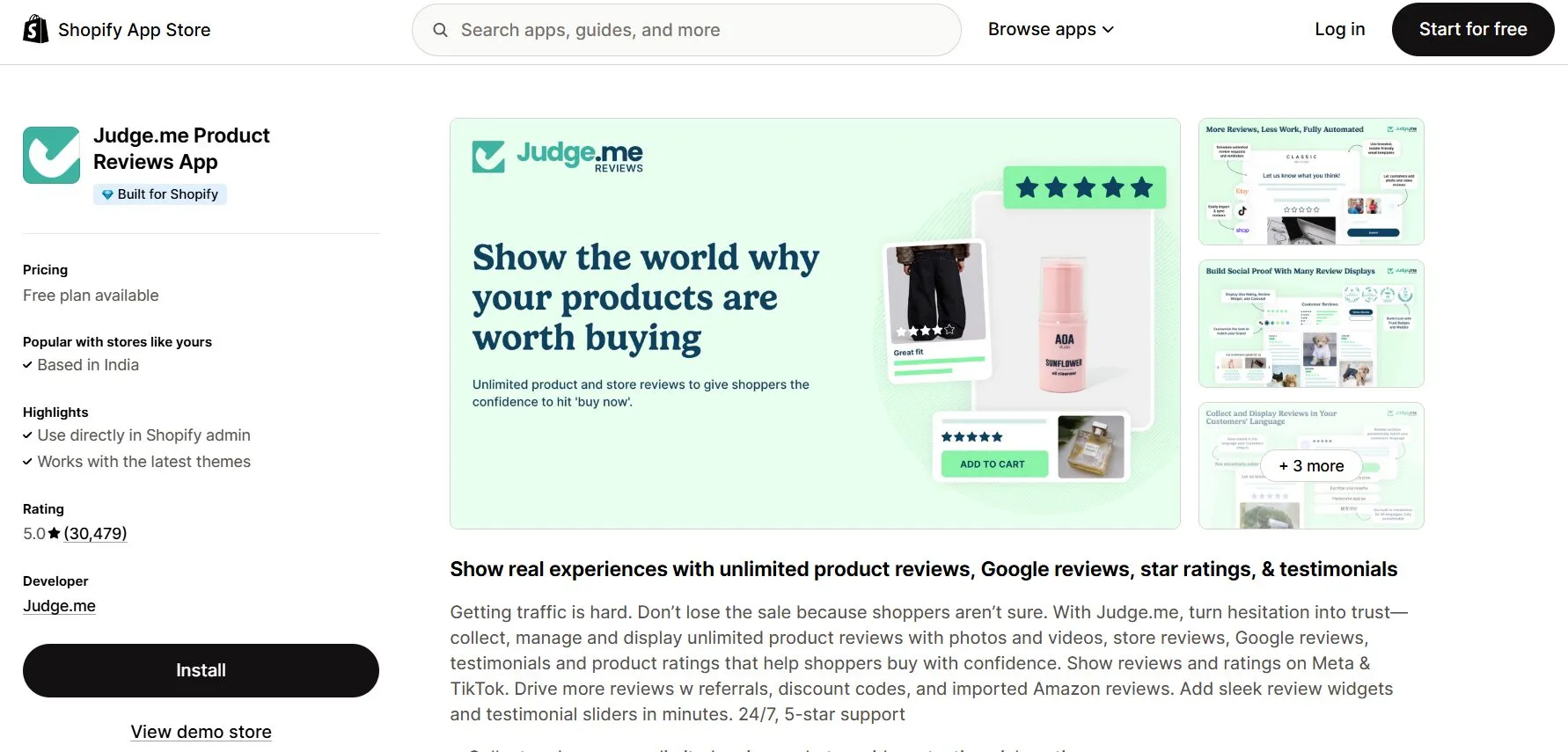 Judge.me Shopify product review app collecting verified buyer reviews and star ratings