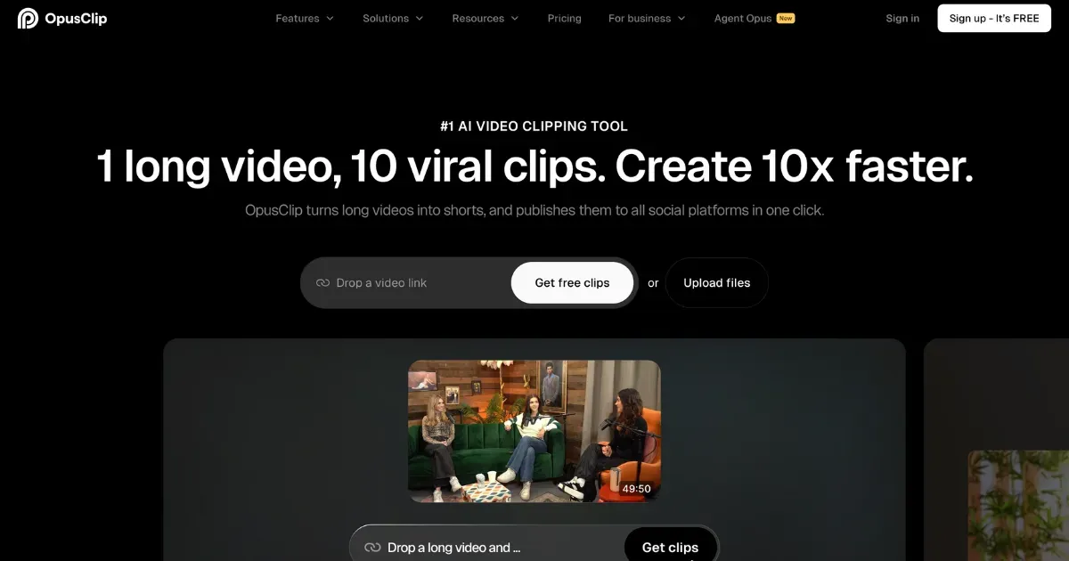 Opus Clip as a Creatify alternative for repurposing long videos into short clips